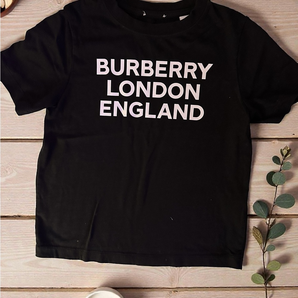 Burberry Kids Tee in Black with White Print